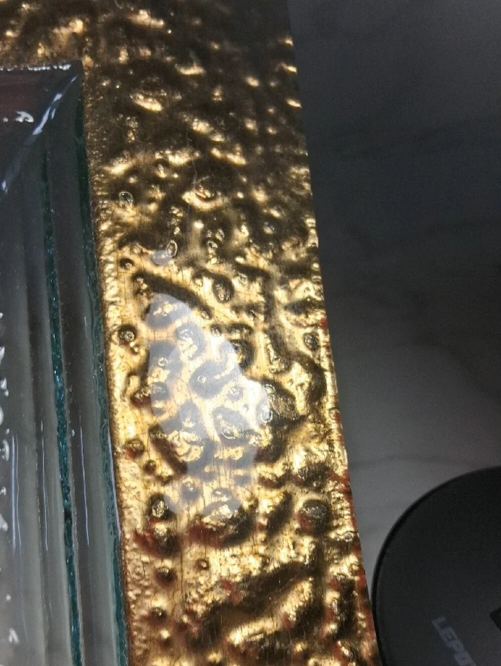 Glass Decorative Plate with Textured Center - Gold Accent